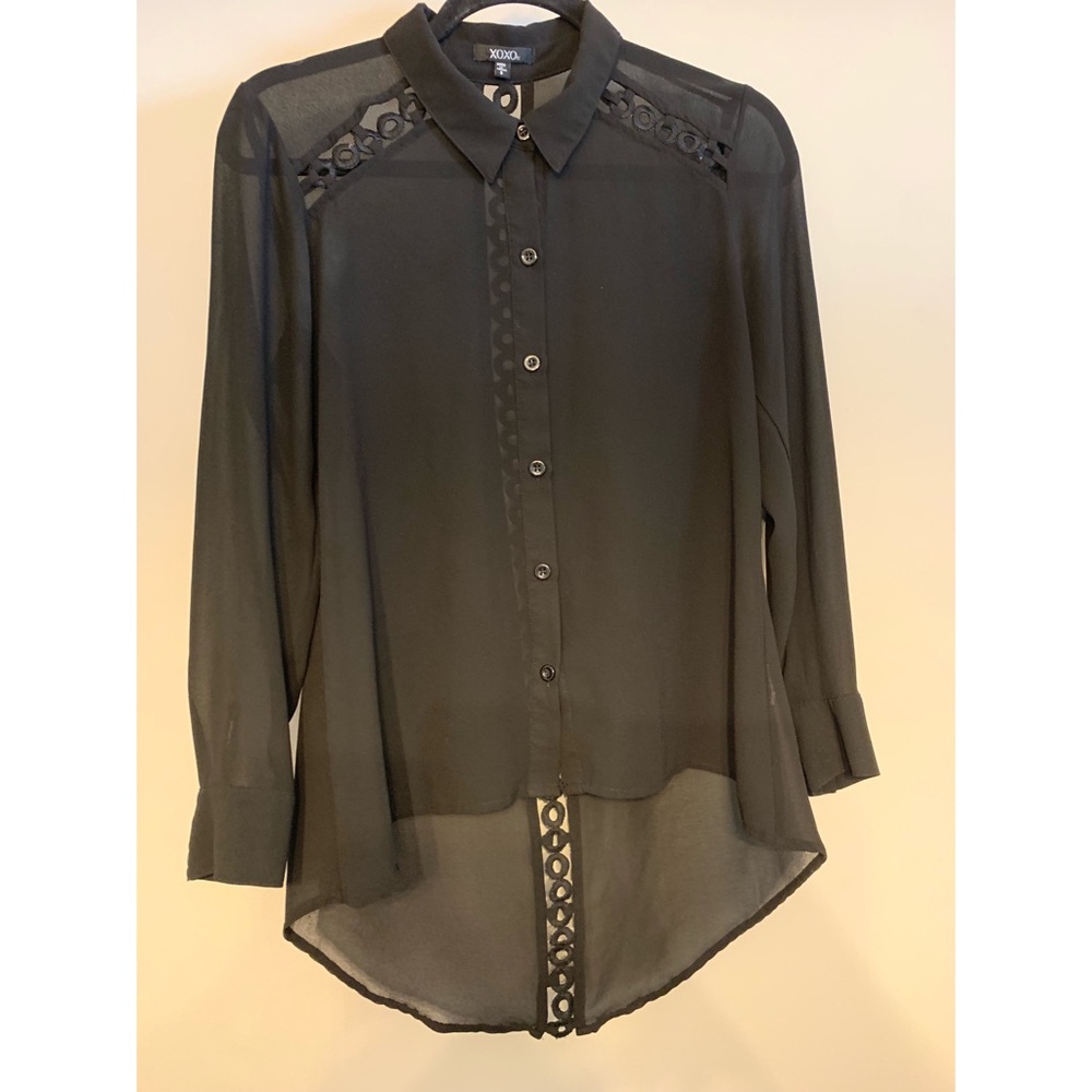 Button Down Sheer Blouse